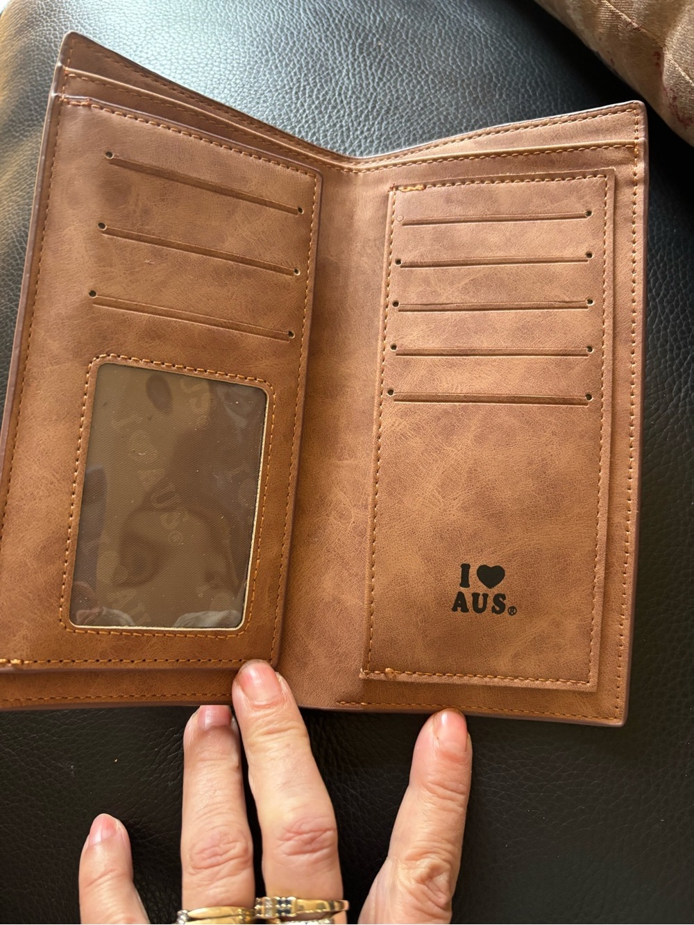 Kangaroo Australia Tan super soft faux suede Wallet. - Picture 3 of 9